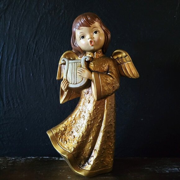 Vintage Brinns Angel Figurine Paper Mache Composite Christmas 1960s 8.5" *Read - Picture 1 of 9